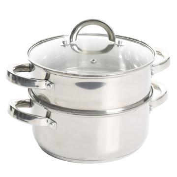 2-Tier Stainless Steel Large Soup Steamer with Handles