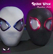 2024 Hot Sale Halloween Gwen Spider-Man LED Glow Action Mask - Kids Silk Material Spider-Man Costume