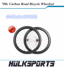 60mm clincher Road Wheels Carbon Wheelset Full Carbon Bicycle Wheelset 23mm Width of Carbon Bicycle Wheels