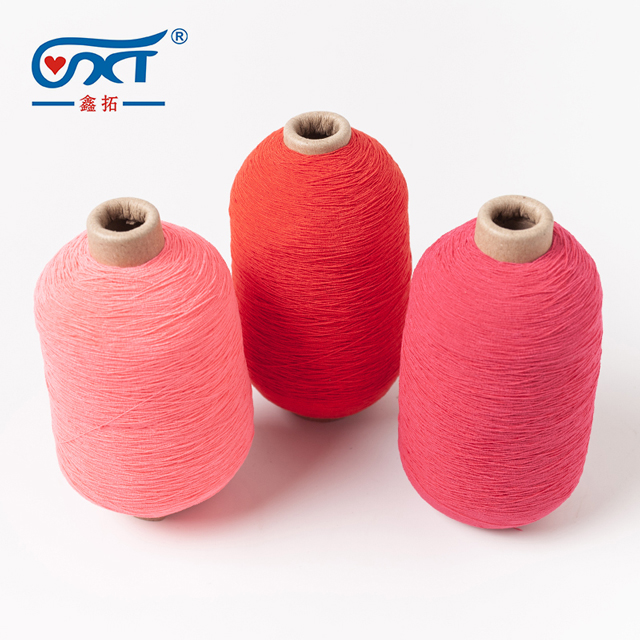 Custom colors 100% Polyester Elastic Covered Rubber Thread Spandex Yarn