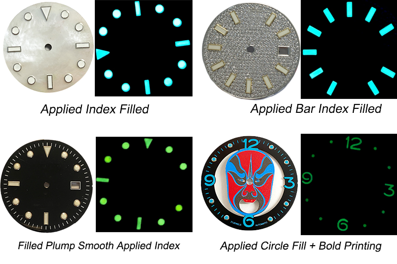 lume watch dial for mechanical wrist watches