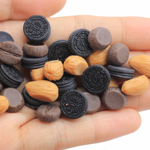 Resin Biscuits Almond Cofee Beans  Miniature Simulation Dollhouse Play Toys For Earring Jewelry Making Accessories