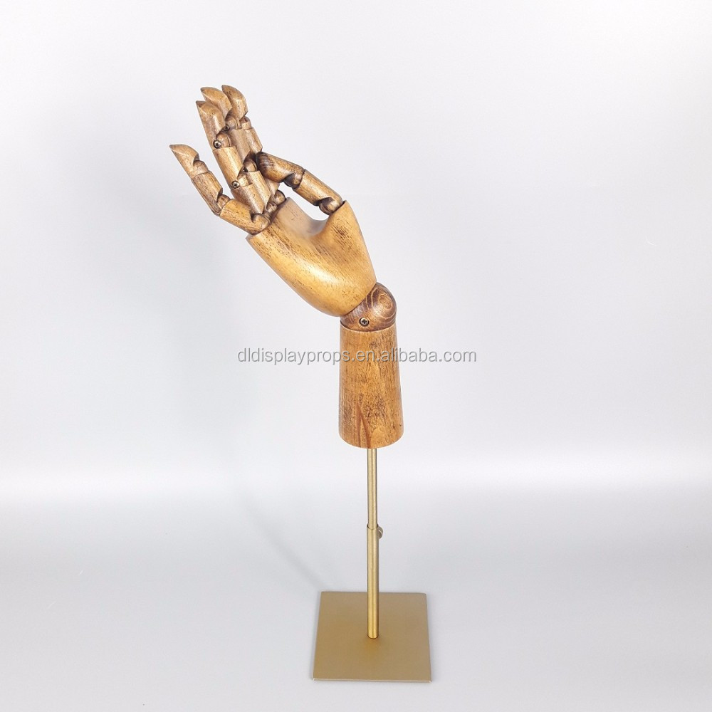 DL1143 Brownish red color flexible display hand female mannequin wooden hand Wood Articulated Hand on sale