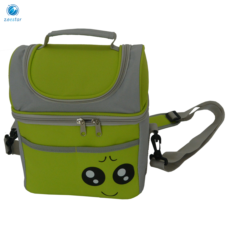 Cute Kids Lunch Cooler Tote Shoulder Bag with Tow Compartments Children's Lunch Drink Insulated Holder Bag