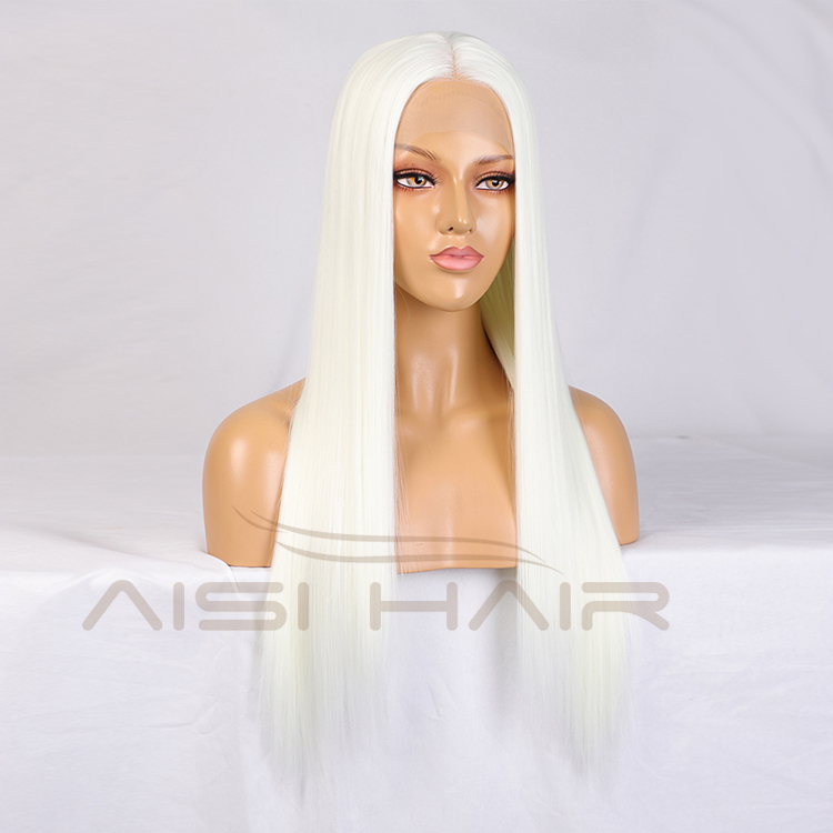 Aisi Hair Top Quality Long Silky Straight White Wig 26 Inch Long Swiss Lace Wigs Synthetic Lace Frontal Wigs For Black Women