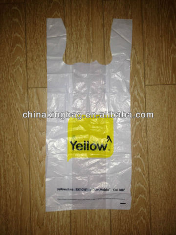 two color printing t-sack t-shopping bag t shirt bag plastic bag