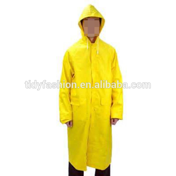 PVC Waterproof Yellow Long Raincoats For Men