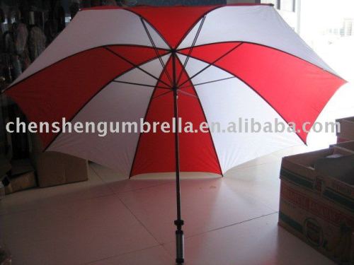 red and white golf club umbrella