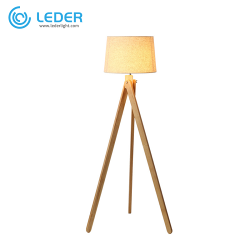 Drewniana lampa podłogowa LEDER