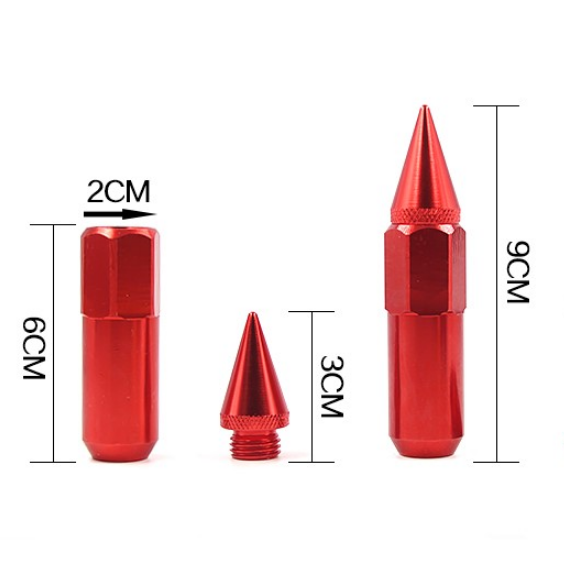 Twisted Spike Wheel Lug Nuts , Conical Seat Lug Nuts With 1 Socket Key