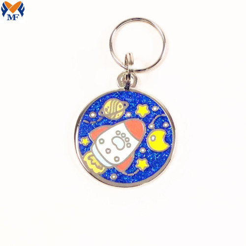 Hadiah logam buatan tangan enamel roket kapal keychain