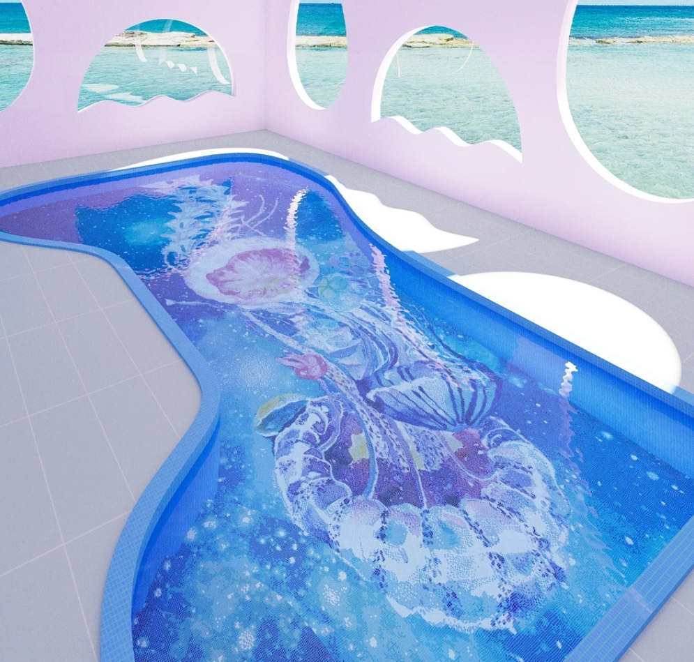 Patrón de mosaico de vidrio personalizado para la piscina