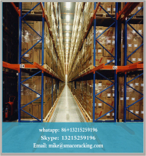 Powder Coated narrow aisle racking system Q235B used High Density storage rack