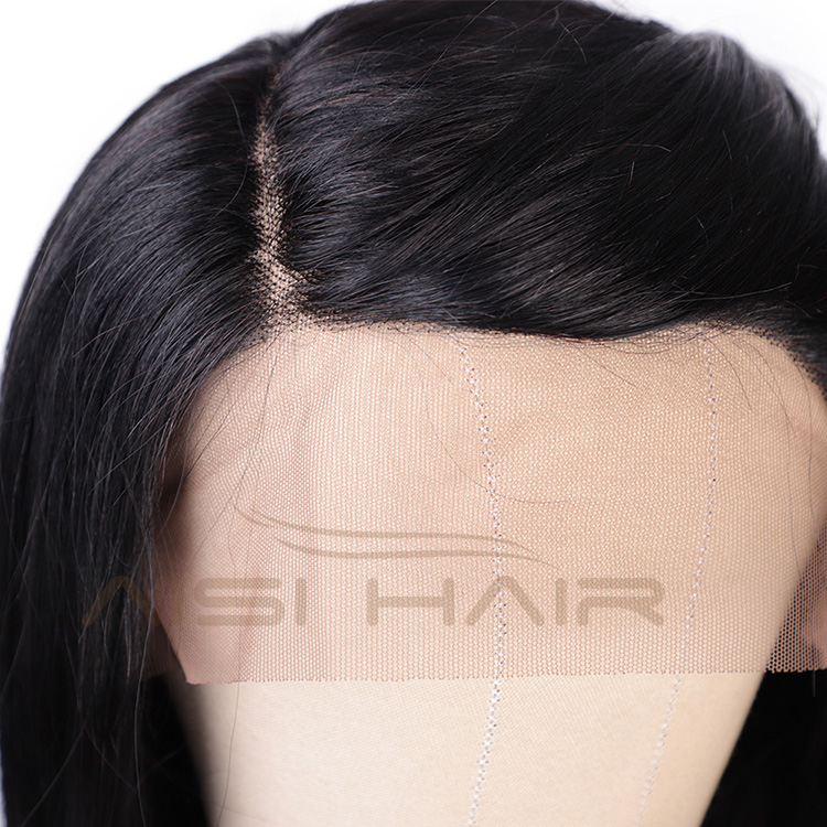 Aisi Hair 16 Inch Medium Long Natural Black Swiss Lace Wig Natural Straight Brazilian Human Hair Lace Front Wigs For Black Women