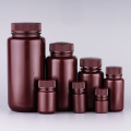 Botella de reactivo, boca ancha, HDPE, color marrón / ámbar.