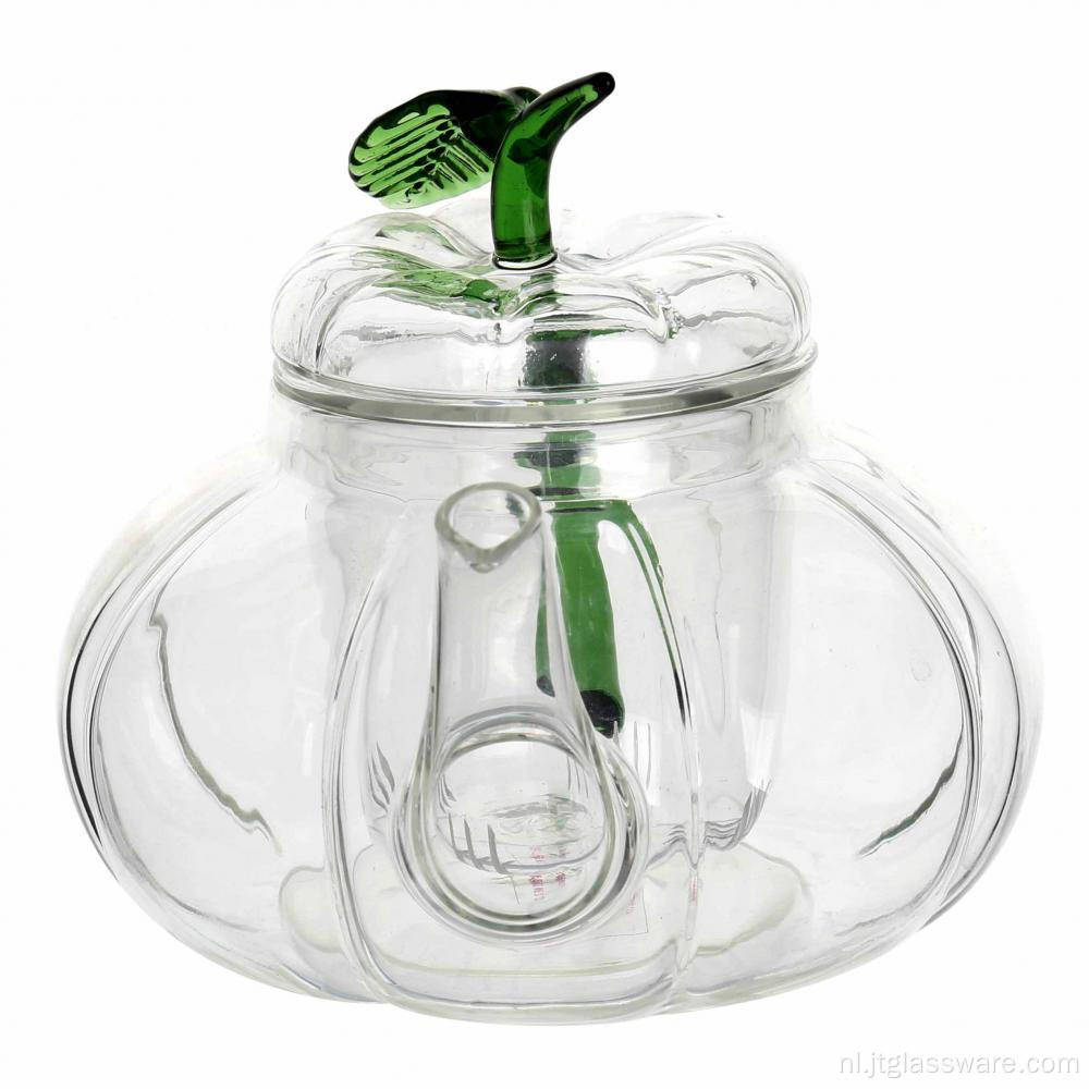 Borosilicaatpompoenglazen theepot met glazen zetgroep