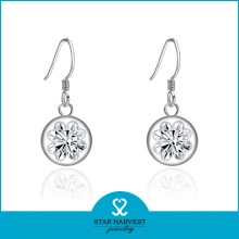 Rhodium plated fashion hoop 925 diamond earings