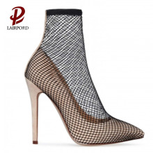 thin high heel net elegant shoe pump