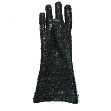 Schwarze PVC-Handschuhe aus körniger Baumwolle