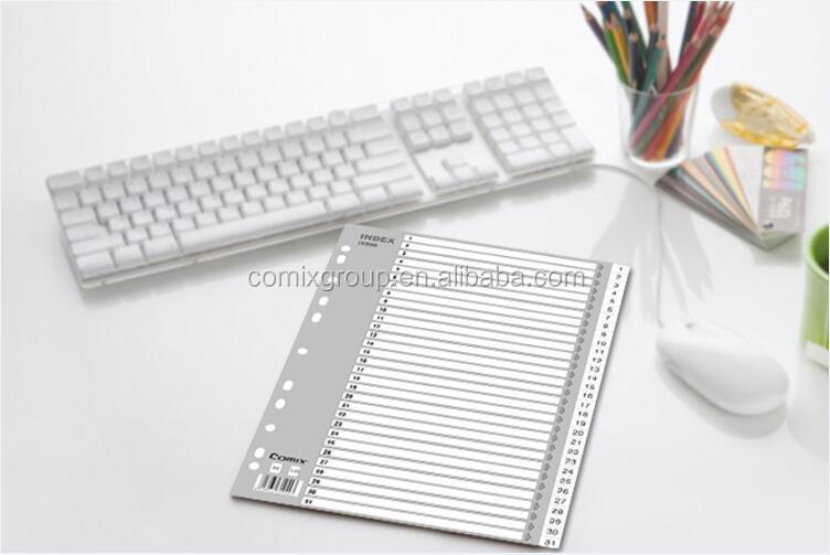 Comix PP Plastic Polypropylene File Subject Paper A4 Index Dividers