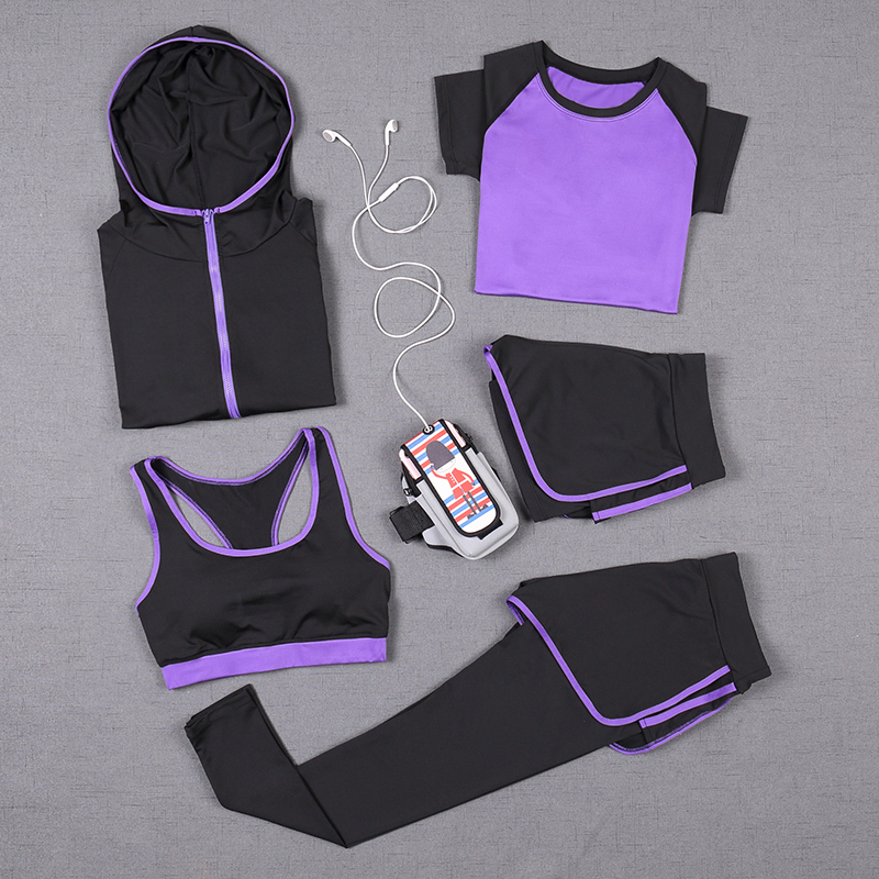 Ladies Yoga Wear 5pcs Full Sets Sports Sportswear