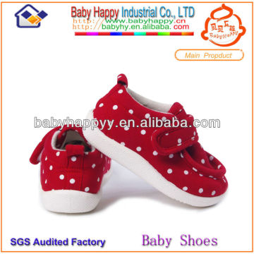 Fancy Red cotton hard sole baby shoes