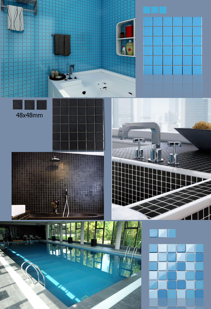 white mosaic pool tiles