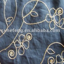 100% Linen fabrics with embroidery pattern