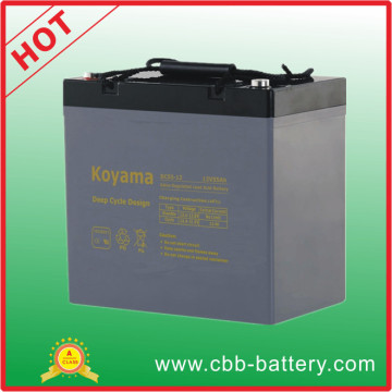 Long Design Life Deep Cycle Motive Battery 55ah 12V