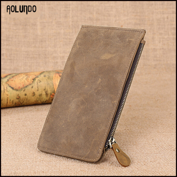 Slim crazy horse leather wallet credit card holder