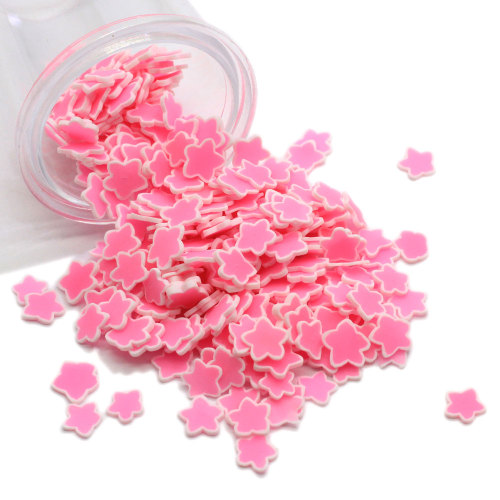 Venta al por mayor Mini Pink Star Soft Polymer Clay Slices 5mm 500g / Bag Kawaii Phone Case Rellenos Nail Sticker Bead