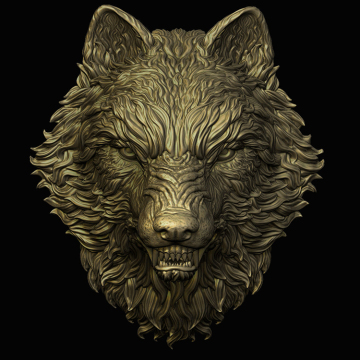 In stock animal head sculpture bronze angry wolf head