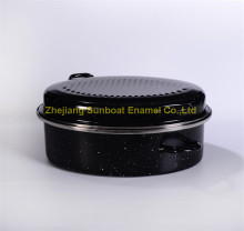 Carbon steel enamel oval roaster