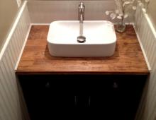 Custom solid wood bathroom vanity countertop