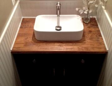 Custom solid wood bathroom vanity countertop