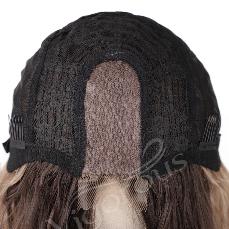 Vigorous Cheap U part Lace 100% Swiss Lace Front Ombre Wig Synthetic Hair Long Wavy Lace Frontal Colored Wigs For Black Women