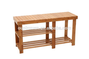 2tiers bamboo shoes storage rack,modern shoes changing bench