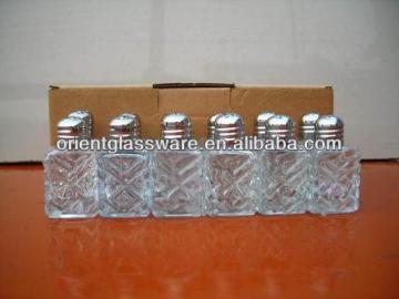 square clear glass spice shaker set