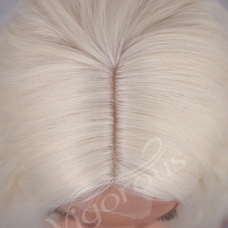 Hot Selling High Quality Platinum Natural Hairline Lace Cosplay Daily Party Machine Made Long Afro Kinky Curly Wig