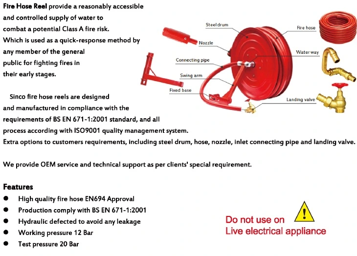 Fixed Fire Hose Reel for Fire Fighting Hose Reel Cabinet