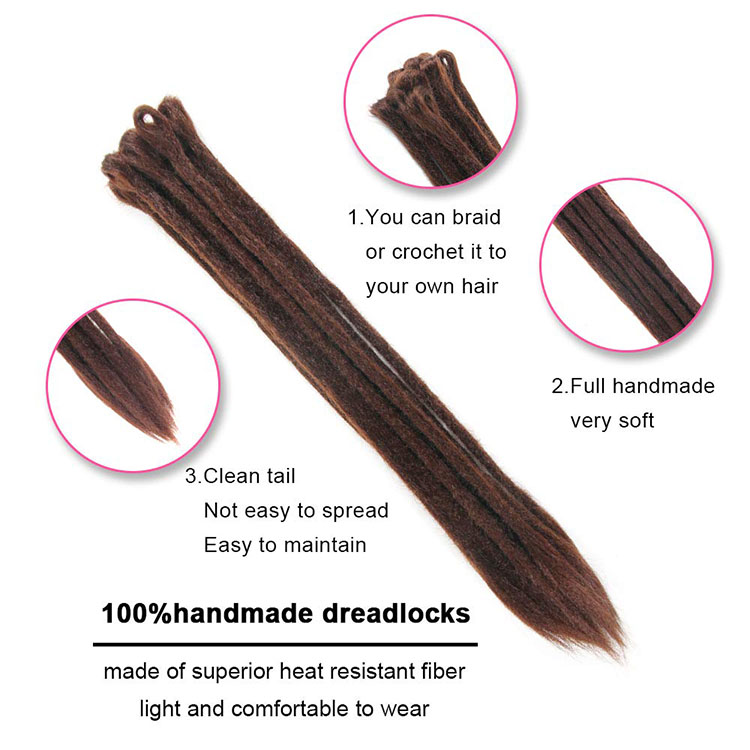 Dreadlocks Crochet Hair Extensions Dread Faux Locs Solid And Mixed Color Synthetic Fiber Braiding Hair Long And Soft 20 Inch