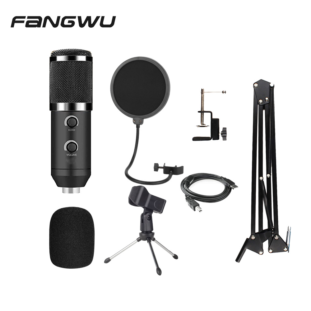 Factory USB ECHO BM800 Mic Microphone with Stand and Pop Filter