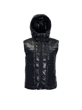 Black hooded down vest