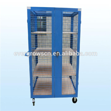 Storage rolling wire mesh cage professional laundry carts with wheels