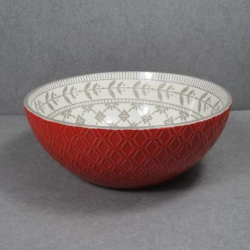 Embossed Stoneware Big Bowl