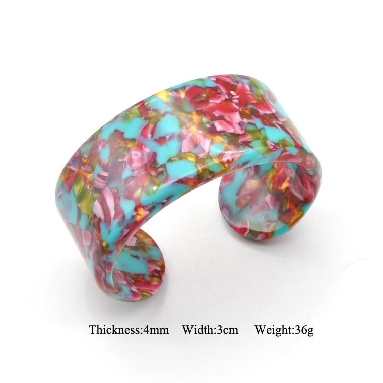 Fashion colorful acetate cuff bracelet for women custom round bangle jewelry