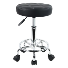 Height Adjustable Swivel Round Rolling Stool Massage Chair