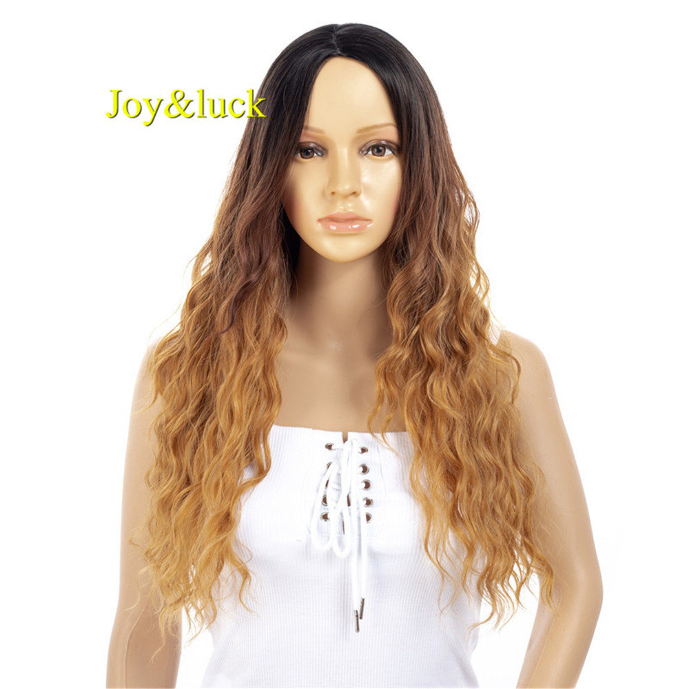 Women's 22inch Black Ombre Brown Wholesale Hair Wig For Women Daily or Cosplay Party Long Natural Curly Synthetic Hair Wigs