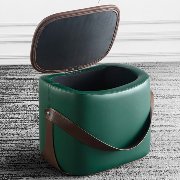 Leather Ottoman Storage Trunk Pouf Seat