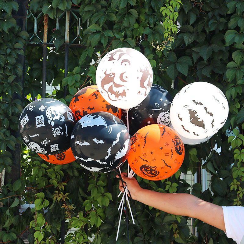 12Inch Halloween Balloon Halloween Decoration Supplies Layout Five Printing Top Side Pumpkin Rubber Balloons